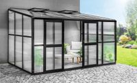 Wintergarten aus Aluminium, ca. 242 x 392 x 237 cm - schwarze Pulverbeschichtung