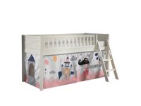 Spielbett SCOTT, 90x200 cm, mit Lattenrost, Leiter, Textilset "Princess Sophie", weiß lackiert
