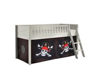 Spielbett SCOTT, 90x200 cm, mit Lattenrost, Leiter, Textilset "Caribian Pirate", weiß lackiert