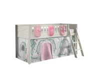 Spielbett SCOTT, 90x200 cm, mit Lattenrost, Leiter, Textilset Vorhang, 3 Taschen "Birdy"