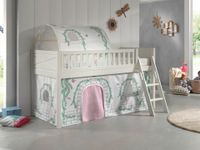 Spielbett SCOTT, LF 90 x 200 cm, mit Rolllattenrost, Leiter und Textilset Vorhang und Tunnel "Birdy"