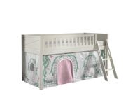 Spielbett SCOTT, LF 90 x 200 cm, mit Rolllattenrost, Leiter und Textilset Vorhang "Birdy"