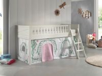 Spielbett SCOTT, LF 90 x 200 cm, mit Rolllattenrost, Leiter und Textilset Vorhang "Birdy"