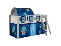 Spielbett SCOTT, 90x200 cm, mit Lattenrost, Leiter, Textilset Vorhang, Tunnel, 3 Taschen "Astro"