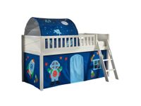 Spielbett SCOTT, LF 90 x 200 cm, mit Rolllattenrost, Leiter und Textilset Vorhang und Tunnel "Astro"
