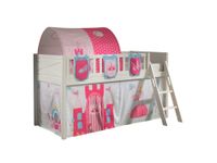 Spielbett SCOTT, 90x200 cm, mit Lattenrost, Leiter, Textilset Vorhang, Tunnel, 3 Taschen "Princess"