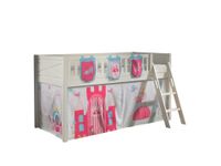 Spielbett SCOTT, 90x200 cm, mit Lattenrost, Leiter, Textilset Vorhang, 3 Taschen "Princess"