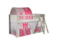 Spielbett SCOTT, 90x200 cm, mit Lattenrost, Leiter, Textilset Vorhang, Tunnel "Princess"
