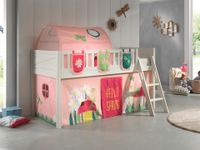 Spielbett SCOTT, LF 90 x 200 cm, mit Rolllattenrost, Leiter und Textilset Vorhang, Tunnel und 3 Taschen "Spring"