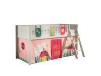 Spielbett SCOTT, 90x200 cm, mit Lattenrost, Leiter, Textilset Vorhang, 3 Taschen "Spring"