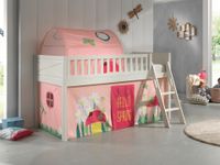 Spielbett SCOTT, LF 90 x 200 cm, mit Rolllattenrost, Leiter und Textilset Vorhang und Tunnel "Spring"