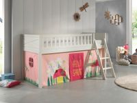 Spielbett SCOTT, LF 90 x 200 cm, mit Rolllattenrost, Leiter und Textilset Vorhang "Spring"