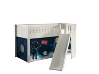Spielbett SCOTT, 90x200 cm, mit Lattenrost, Rutsche, Leiter, "Space Shuttle", weiß lackiert
