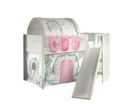 Spielbett SCOTT, 90x200 cm, mit Lattenrost, Rutsche, Leiter, Vorhang, Tunnel, 3 Taschen "Birdy"