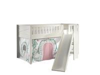 Spielbett SCOTT, LF 90 x 200 cm, mit Rolllattenrost, Rutsche, Leiter und Textilset Vorhang "Birdy"