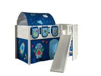 Spielbett SCOTT, 90x200 cm, mit Lattenrost, Rutsche, Leiter, Vorhang, Tunnel, 3 Taschen "Astro"