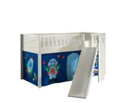Spielbett SCOTT, LF 90 x 200 cm, mit Rolllattenrost, Rutsche, Leiter und Textilset Vorhang "Astro"