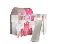 Spielbett SCOTT, 90x200 cm, mit Lattenrost, Rutsche, Leiter, Vorhang, Tunnel, 3 Taschen "Princess"