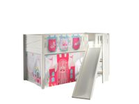 Spielbett SCOTT, 90x200 cm, mit Lattenrost, Rutsche, Leiter, Vorhang, 3 Taschen "Princess"