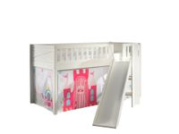 Spielbett SCOTT, 90x200 cm, mit Lattenrost, Rutsche, Leiter, Textilset Vorhang "Princess"