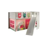 Spielbett SCOTT, 90x200 cm, mit Lattenrost, Rutsche, Leiter, Textilset Vorhang, 3 Taschen "Spring"