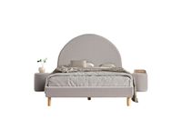 Polsterbett Set MOON 140 x 200 cm, inkl Lattenrost 2, Nachttischen, Boucle Stoff in Grau
