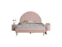 Polsterbett Set MOON 140 x 200 cm, inkl Lattenrost 2, Nachttischen, Boucle Stoff in Rosa