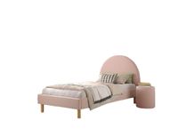 Polsterbett Set MOON 90x200 cm, inkl Lattenrost 1,Nachttisch, Boucle Stoff in Rosa