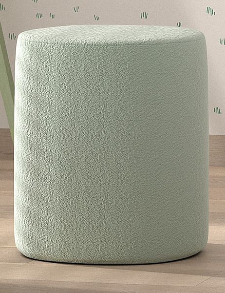 Polsterhocker MOON in Rund, 41,5 cm hoch, Bezug trendiger Boucle Stoff in Grün