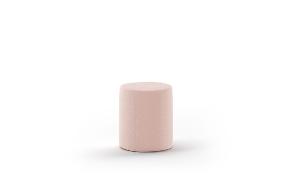 Polsterhocker MOON in Rund, 41,5 cm hoch, Bezug trendiger Boucle Stoff in Rosa