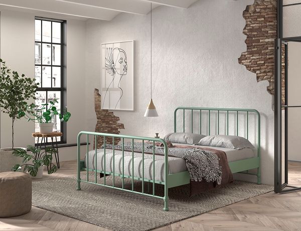 Jugendbett BRONXX mit Liegefläche 160 xx 200 cm, Ausf. Metall Olivegrün matt