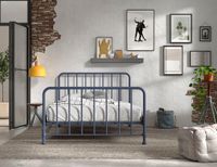 Jugendbett BRONXX mit Liegefläche 140 xx 200 cm, Ausf. Metall Denim Blau matt