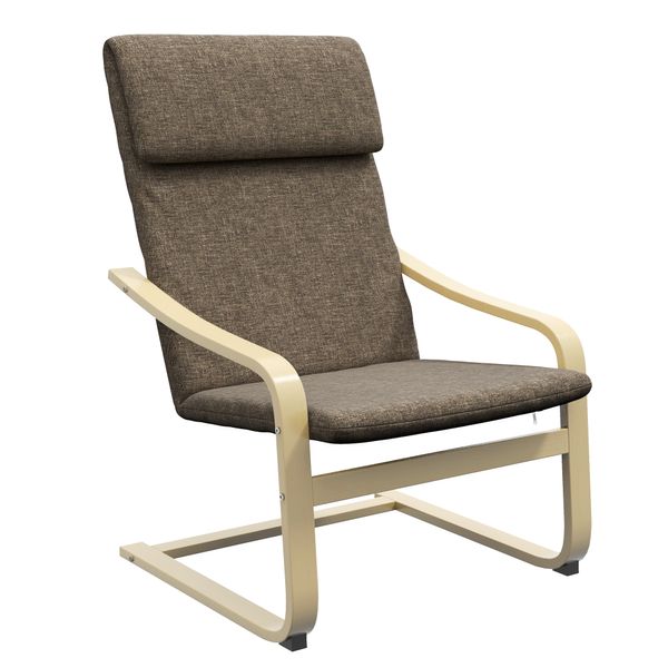 Relaxsessel Ruhesessel mit Armlehne Leinenbezug Holzgestell Braun