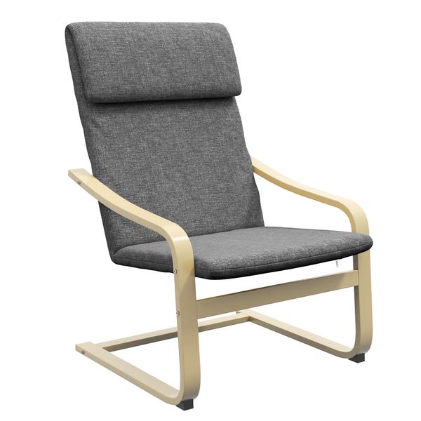 Relaxsessel Ruhesessel mit Armlehne Leinenbezug Holzgestell Grau