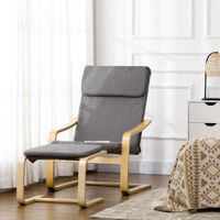 Relaxsessel mit Fußhocker Armlehnensessel Leinenbezug Holzgestell Braun