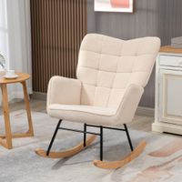 Schaukelstuhl Schwingsessel Akzentstuhl bis 120 kg, Polyester, Beige
