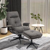 Relaxsessel mit Hocker, Drehbarem Fuß Fernsehsessel mit Liegefunktion