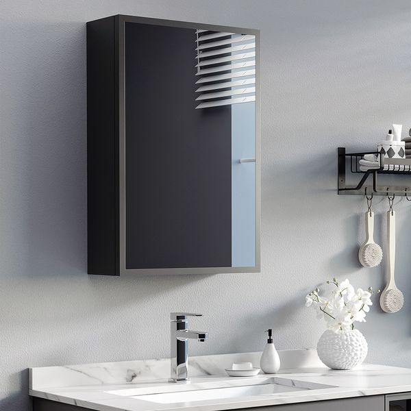 Spiegelschrank Badspiegelschrank mit 3 Schichten für Badezimmer Schwarz