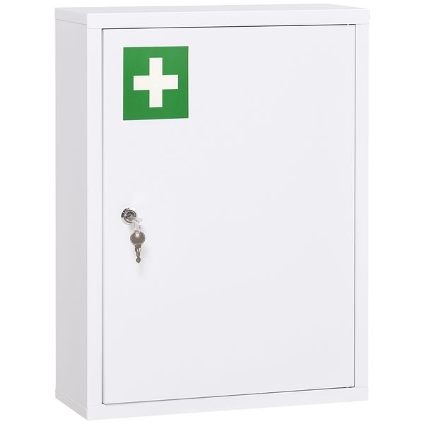 Medizinschrank, Apothekerschrank mit 3 Fächern, 2 Schlüsseln, Stahl