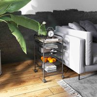 Rollwagen, Küchenwagen mit 4 Körben Aufbewahrungsregal mit Rollen Stahl