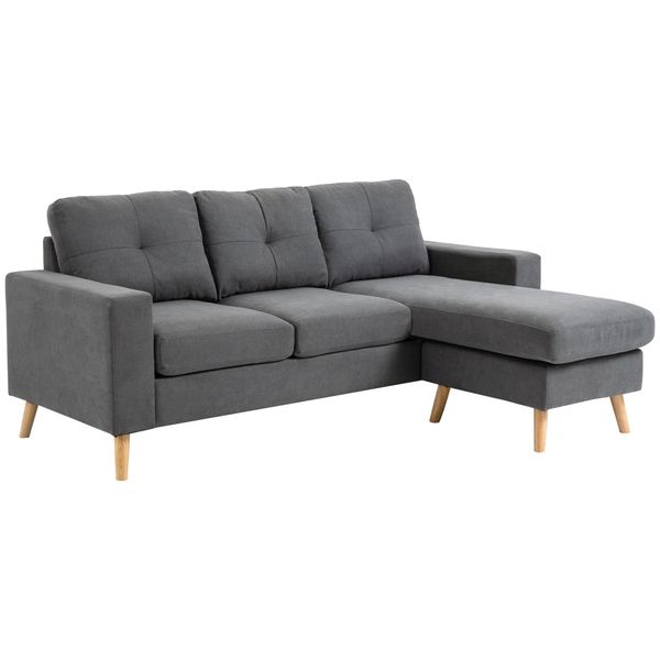 Ecksofa Eckcouch in L-Form, Eckgarnitur in Leinenoptik Couchgarnitur