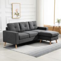 Ecksofa Eckcouch in L-Form, Eckgarnitur in Leinenoptik Couchgarnitur