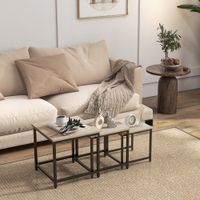 Couchtisch 3er-Set Beistelltisch Satztisch Sofatisch mit Holzoptik, Stahl