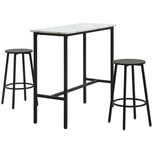 Bartisch mit Barhocker Set, 3-TLG. Bartisch Set, Esstisch mit 2 Barhocker