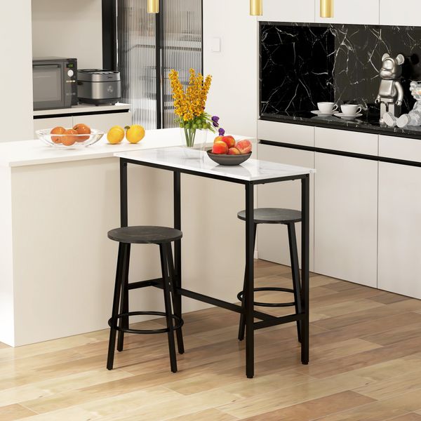Bartisch mit Barhocker Set, 3-TLG. Bartisch Set, Esstisch mit 2 Barhocker