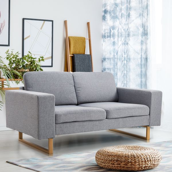 Sofa-2 Sitzer Stoffsofa Ecksofa Couch Polstersofa Loungesofa Kissen