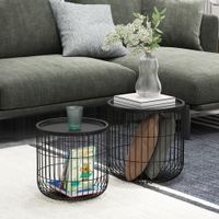 2er-Set Couchtisch Beistelltisch im Skandidesign Kaffeetisch mit Stauraum