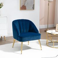 Ohrensessel Loungesessel Polstersessel mit Samtoptik Relaxsessel Blau