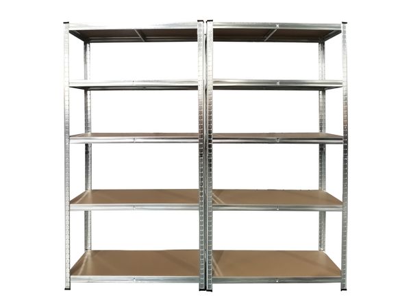  Schwerlastregal, 5 Ablagen je 175kg belastbar, 180 x 90 x 40 cm, 2-er Set