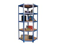 Eckschwerlastregal aus Stahl, 175 kg pro Boden 180 x 70 x 70 x 40 x 40 cm, 5 Ebenen blau